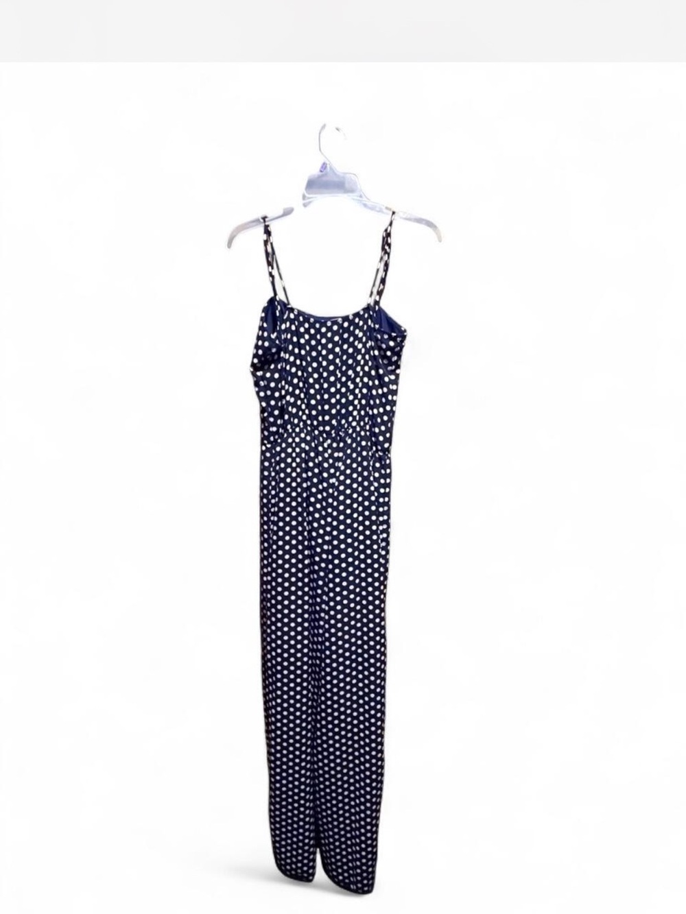 Polka Dot Navy Spaghetti-Strap Maxi Dress